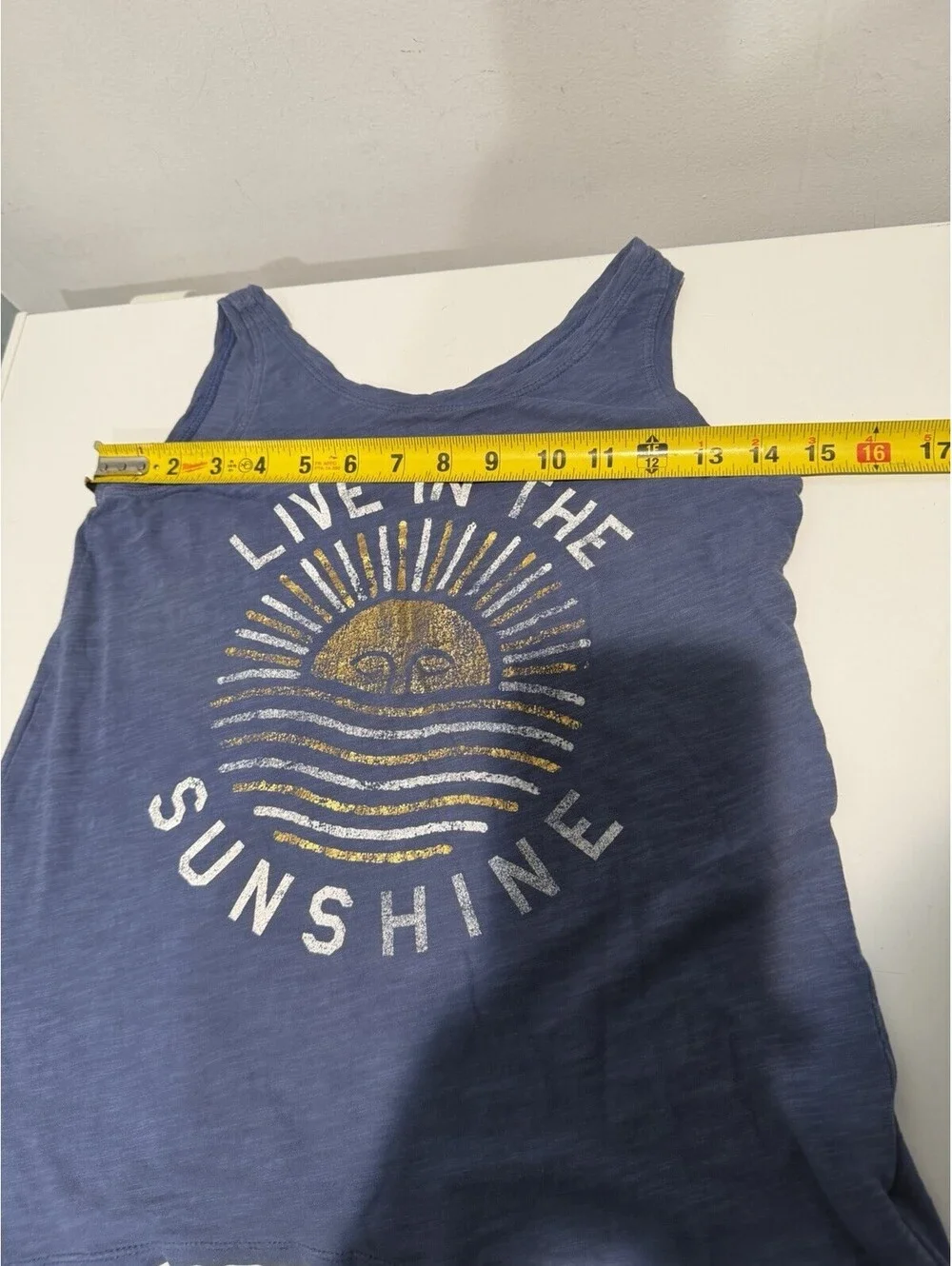 Juniors  Old Navy Tank Top Size Large 10-12 Blue Live On Yhe Sunshine Print